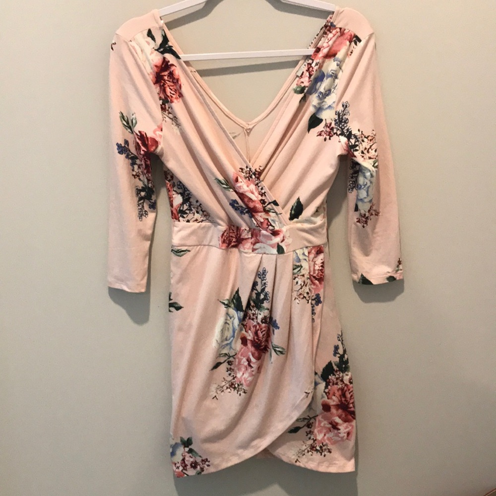 Blush Floral Low V Dress